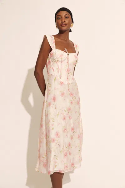 Bardot Esra Floral Corset Midi Dress In Pink Flora