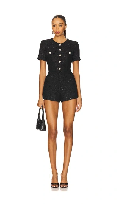 Bardot Estelle Boucle Playsuit In Black