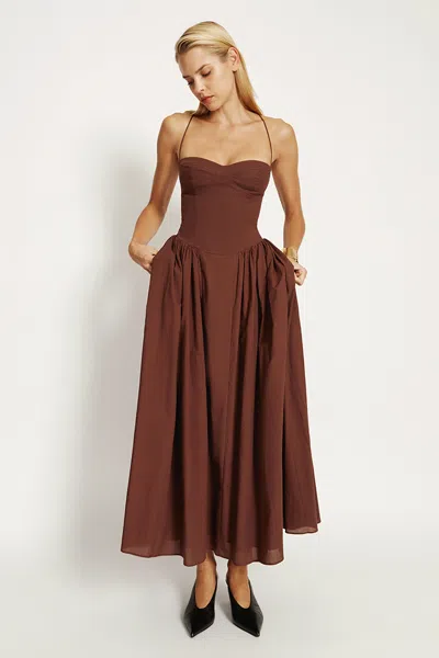 Bardot Estie Cotton Maxi Dress In Chocolate