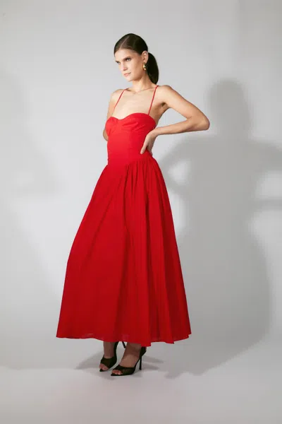 Bardot Estie Cotton Maxi Dress In Red