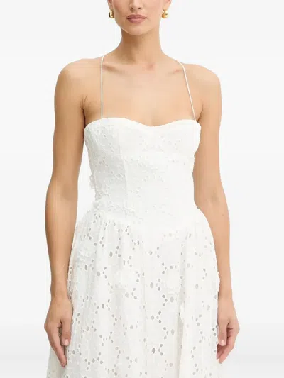 Bardot Estie Eyelet Lace-up Dress In White