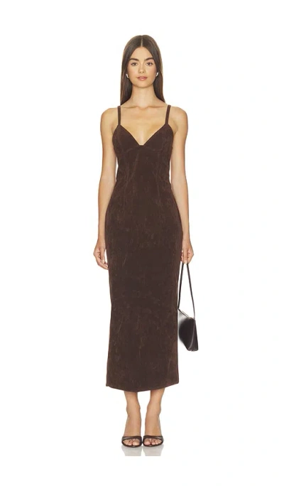 Bardot Estine Faux Suede Midi Dress In Brown