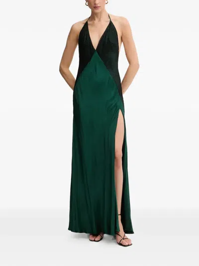 Bardot Estrella Lace-detail Side-slit Maxi Dress In Green