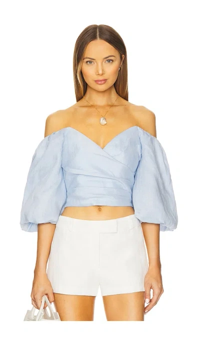 Bardot Eva Linen Top In Blue