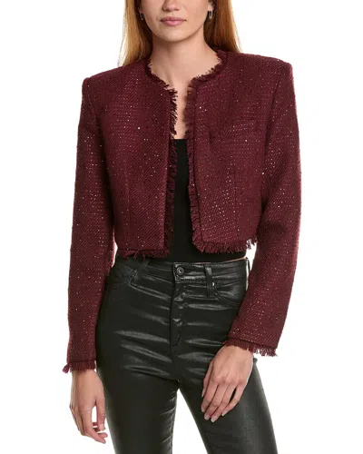 Bardot Nevelle Boucle Cropped Jacket In Burgundy