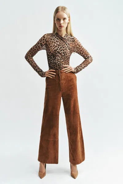 Bardot Evina Genuine Suede Pant In Brown