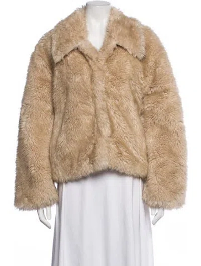 Pre-owned Bardot Faux Fur Jacket In Neutrals