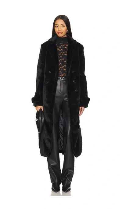 Bardot Faux Fur Trench Coat In Black
