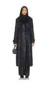Bardot Vegan Leather Shirling Coat In Black