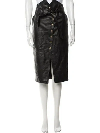 Pre-owned Bardot Faux Leather Midi Length Skirt In Black