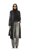 Bardot Faux Leather Trench Coat In Black
