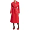 Bardot Faux Leather Trench Coat In Famous Red