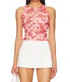 Bardot Felicia Floral Ruched Mesh Top In Pink