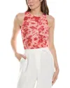 Bardot Felicia Floral Ruched Mesh Top In Red