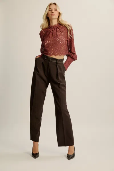 Bardot Fia Satin High Rise Pant In Brown