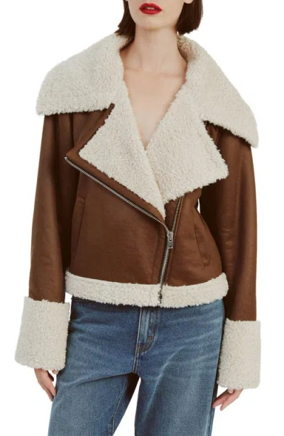 Bardot Finn Faux Leather Jacket In Chocolate