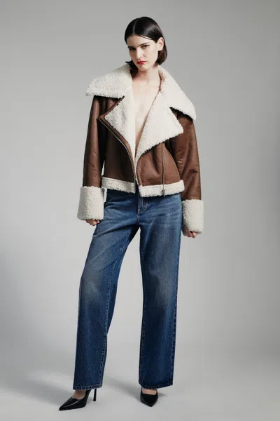 Bardot Finn Vegan Leather Jacket In Chocolate