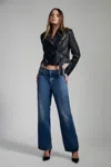 Bardot Fitted Leather Biker Jacket In Black