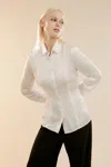 Bardot Fitted Satin Shirt In Oyster