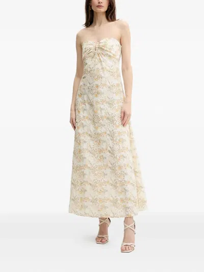 Bardot Floral Eyelet Maxi Dress In Neutral