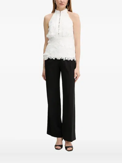 Bardot Floral-lace Halter Top In White