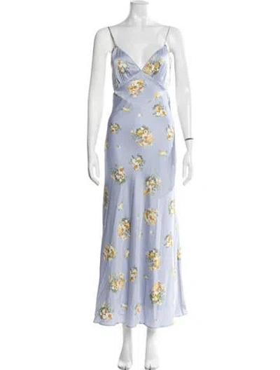 Pre-owned Bardot Floral Print Long Dress In Blue