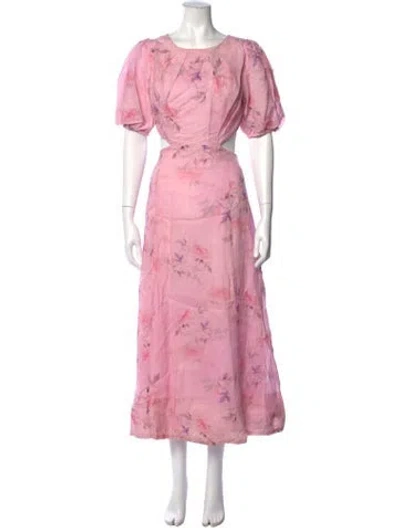 Pre-owned Bardot Floral Print Long Dress In Pink