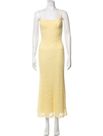 Pre-owned Bardot Floral Print Long Dress In Yellow