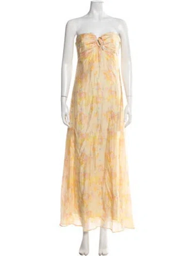 Pre-owned Bardot Floral Print Long Dress In Yellow