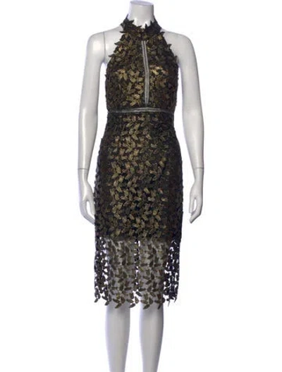 Pre-owned Bardot Floral Print Midi Length Dress In Black