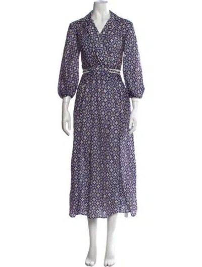 Pre-owned Bardot Floral Print Midi Length Dress In Purple