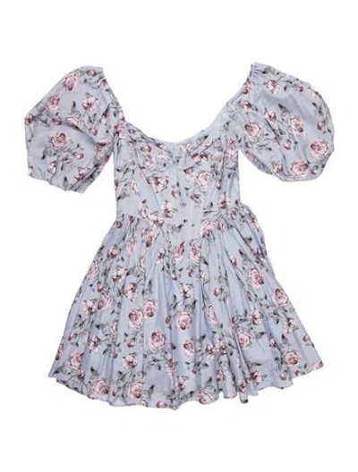 Pre-owned Bardot Floral Print Mini Dress In Blue