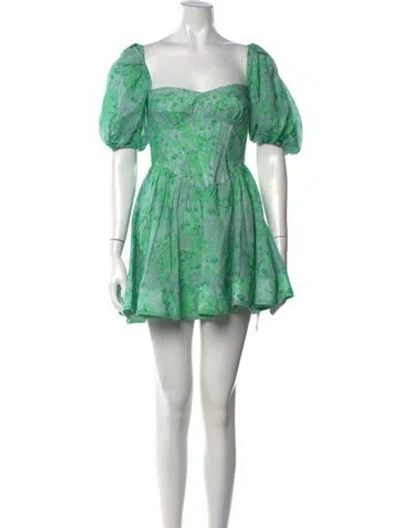 Pre-owned Bardot Floral Print Mini Dress In Green