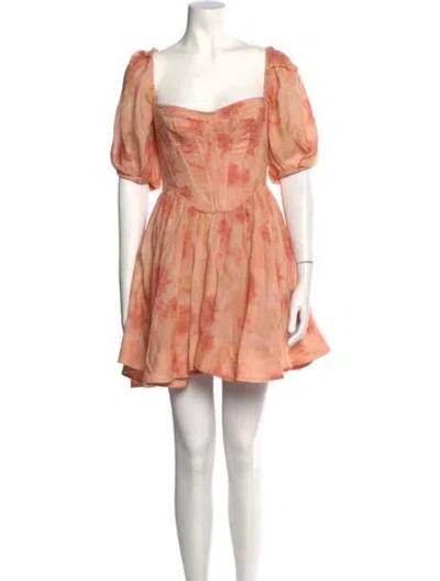 Pre-owned Bardot Floral Print Mini Dress In Neutrals