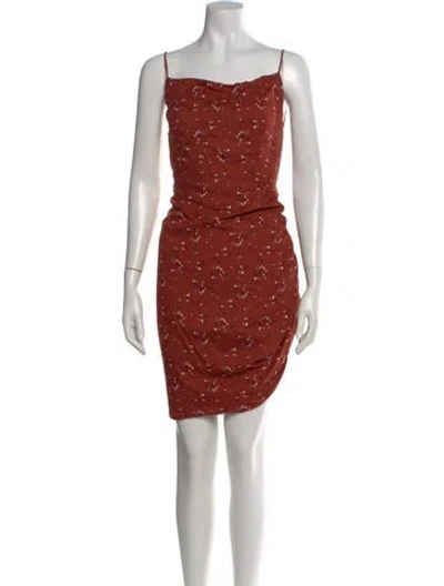 Pre-owned Bardot Floral Print Mini Dress In Orange