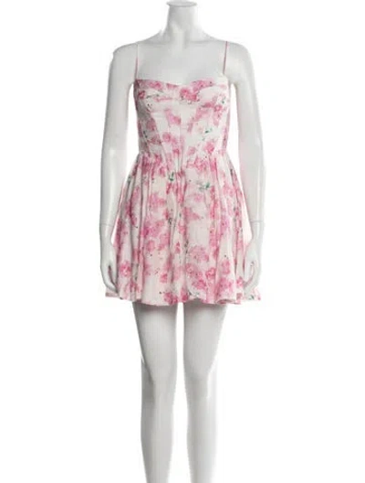 Pre-owned Bardot Floral Print Mini Dress In Pink