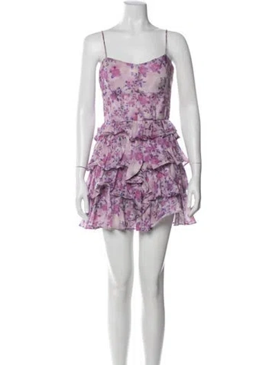 Pre-owned Bardot Floral Print Mini Dress In Purple