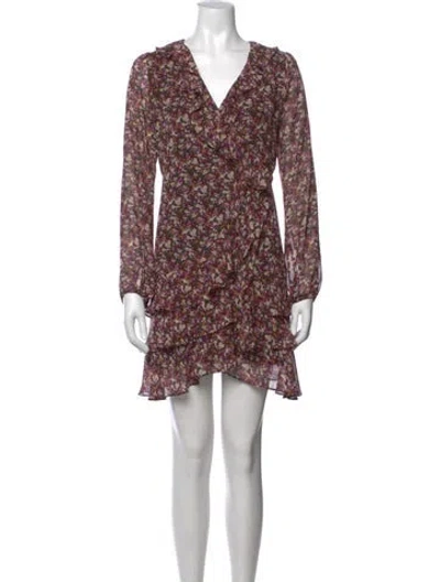 Pre-owned Bardot Floral Print Mini Dress In Purple