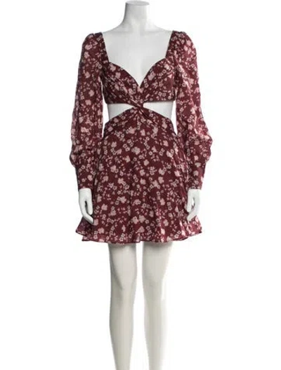Pre-owned Bardot Floral Print Mini Dress In Red