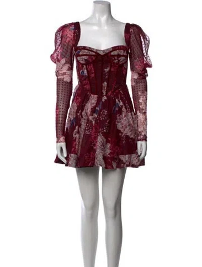Pre-owned Bardot Floral Print Mini Dress In Red