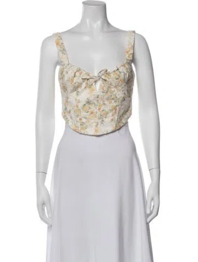 Pre-owned Bardot Floral Print Square Neckline Top In Multicolor
