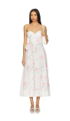 Bardot Floral Printed Tie Midi Dress In Ivory