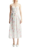 Bardot Floral Strapless Midi Dress