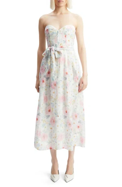 Bardot Floral Strapless Midi Dress
