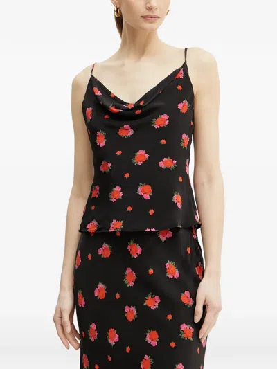 Bardot Floral-detail Sleeveless Top In Black