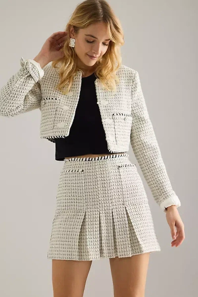 Bardot Florine Boucle Pleated Mini Skirt In White