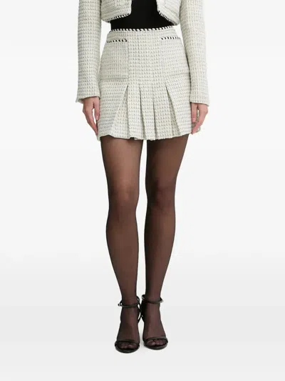 Bardot Florine Pleated Tweed Skirt In Neutral