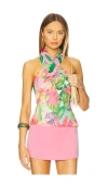Bardot Fontes Halter Top In Green,pink