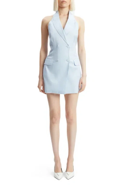 Bardot Freya Halter Blazer Linen Minidress In Soft Blue