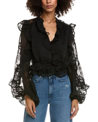 BARDOT FRILL EMBROIDERED BLOUSE